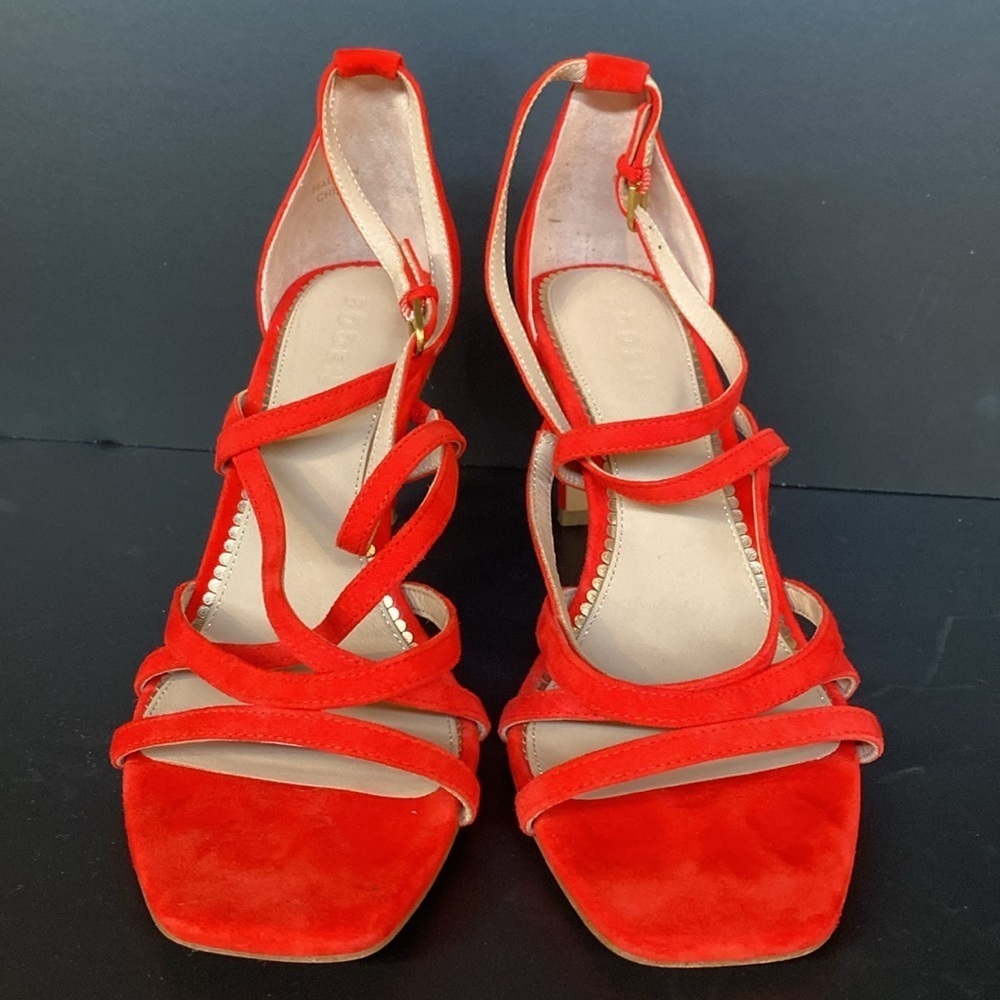 Boden Multi Strap Leather Suede Sandals Post Box Red Sz 9